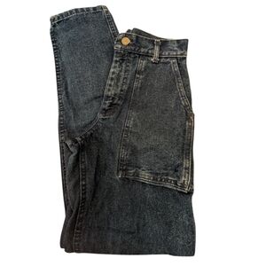 80s Vintage Lee Blue Denim Youth  Utility Cargo Stone Wash Jeans 25x30 NWT